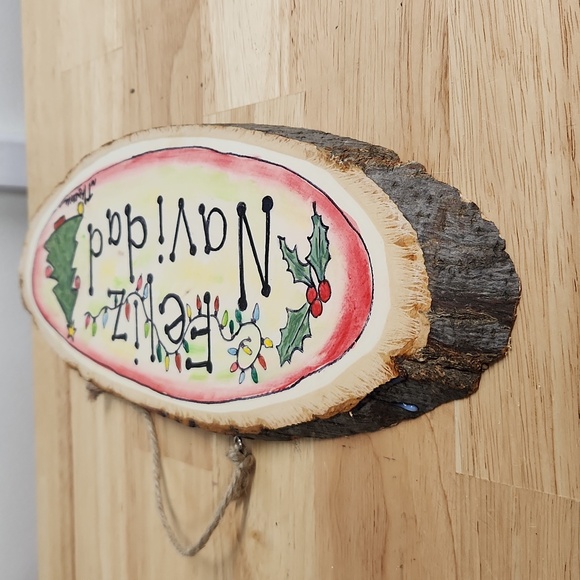 Hand Crafted Feliz Navidad Sign Wall Decor Merry Christmas 15 x 6 - Picture 5 of 9